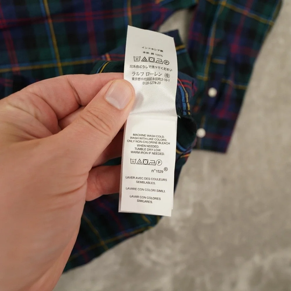 Ralph Lauren Button Up Shirt Boy's XL 18-20 Multicolor Plaid Preppy School
